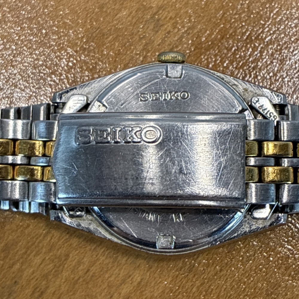 Vintage 1990 Women's Seiko Dress Watch 7N83-0011 Two Toned Working New Battery - Picture 6 of 17